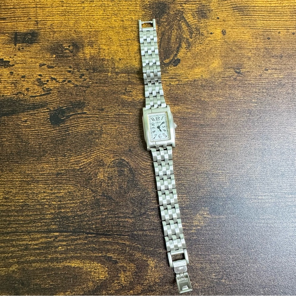 GUESS Silver Stainless Steel Rectangular Bracelet Watch - Picture 10 of 10